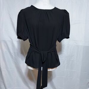 Express Elegant Black Tie-Waist Blouse